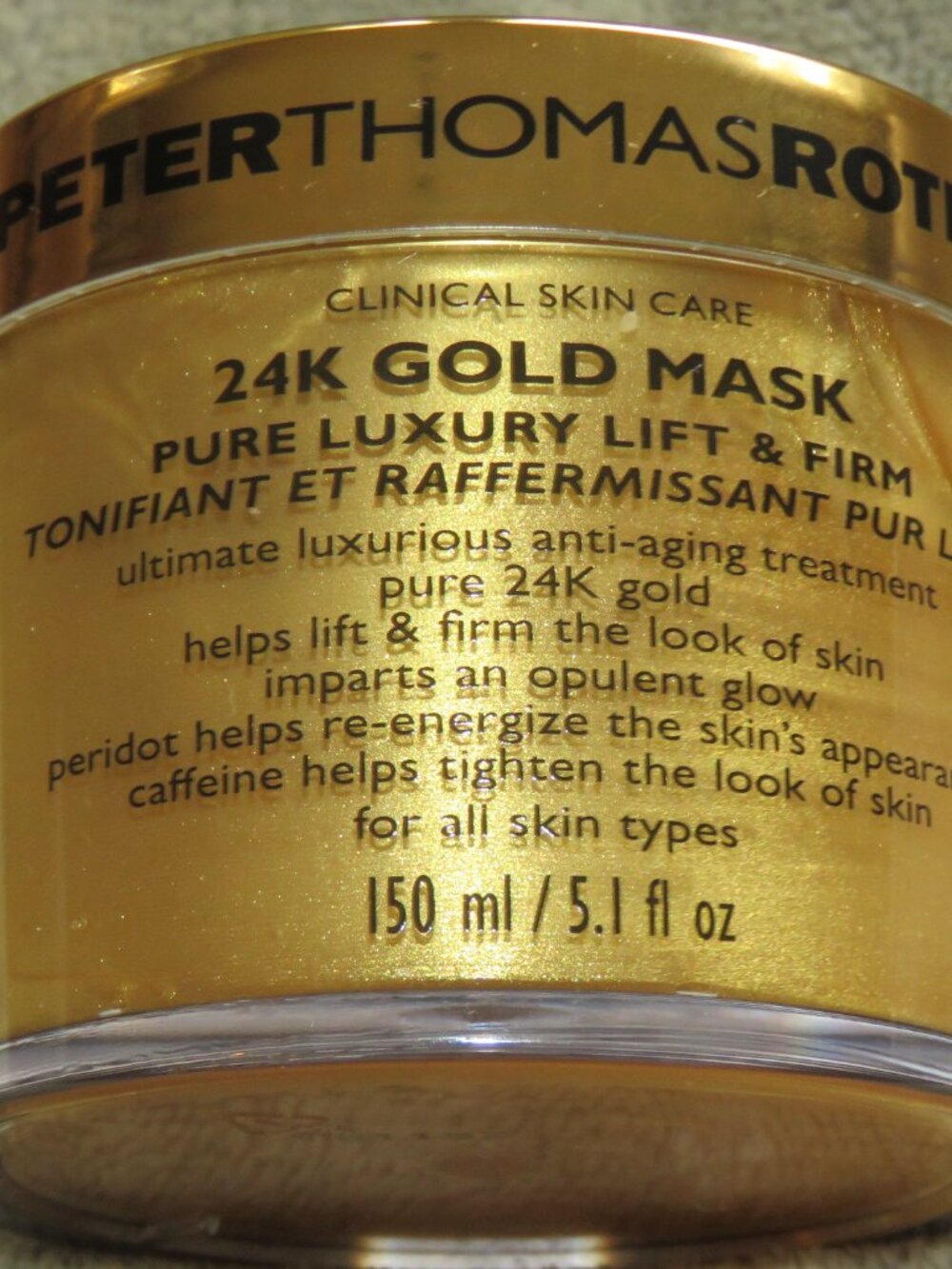 NEW NWOB Peter Thomas Roth 24K Gold Mask Luxury Lift & Firm Mask 5.1oz